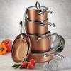 imageTramontina 11Piece Non Stick Cookware Set with Glass Lids HeavyGauge Aluminum Nonstick Pots and Pans Kitchen Set Metallic CopperCopper