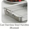 imageTramontina 135Inch Stainless Steel Roasting Pan with Rack Turkey Roaster for Oven Dishwasher Safe Made in Brazil135Inch