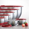 imageTramontina 14piece Stainless Steel Mixing Bowl Set with Red Lids 80202508DS