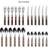 imageTramontina 24 Piece Silverware Set  Dark Brown Handle Utensils Set