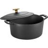 imageTramontina Bestow Enameled Cast Iron Braiser Pan with Lid 4quart BlueMatte Black