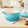 imageTramontina Bestow Enameled Cast Iron Braiser Pan with Lid 4quart BlueMedium Blue