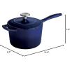 imageTramontina Bestow Enameled Cast Iron Sauce Pan with Lid 25quart Latte with Gold KnobBlue