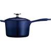 imageTramontina Bestow Enameled Cast Iron Sauce Pan with Lid 25quart Latte with Gold KnobBlue