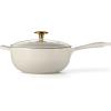 imageTramontina Bestow Enameled Cast Iron Sauce Pan with Lid 25quart Latte with Gold KnobLatte