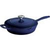 imageTramontina Bestow Enameled Cast Iron Skillet with Lid 10inch Frying Pan RedBlue