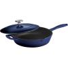 imageTramontina Bestow Enameled Cast Iron Skillet with Lid 10inch Frying Pan RedBlue