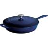 imageTramontina Bestow Enameled Cast Iron Skillet with Lid 10inch Frying Pan RedBlue