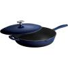 imageTramontina Bestow Enameled Cast Iron Skillet with Lid 10inch Frying Pan RedBlue