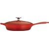 imageTramontina Bestow Enameled Cast Iron Skillet with Lid 10inch Frying Pan RedRed