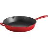 imageTramontina Bestow Enameled Cast Iron Skillet with Lid 10inch Frying Pan RedRed