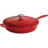 imageTramontina Bestow Enameled Cast Iron Skillet with Lid 10inch Frying Pan RedRed