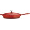 imageTramontina Bestow Enameled Cast Iron Skillet with Lid 10inch Frying Pan RedRed