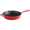imageTramontina Bestow Enameled Cast Iron Skillet with Lid 10inch Frying Pan RedRed
