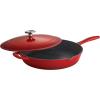 imageTramontina Bestow Enameled Cast Iron Skillet with Lid 10inch Frying Pan RedRed