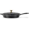 imageTramontina Bestow Enameled Cast Iron Skillet with Lid 10inch Frying Pan RedSmoke
