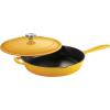 imageTramontina Bestow Enameled Cast Iron Skillet with Lid 10inch Frying Pan RedSunrise