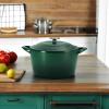 imageTramontina Enameled Cast Iron Tall Dutch Oven Pot with Lid Large 7quart Classic Blue Gold KnobBasil