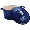 imageTramontina Enameled Cast Iron Tall Dutch Oven Pot with Lid Large 7quart Classic Blue Gold KnobClassic Blue