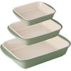 imageTramontina Mae 3Piece Ceramic Porcelain Baking Pans Set Non Stick Casserole Dishes for Oven Rectangular Bakeware for Lasagna Cakes and Loafs CactusCactus