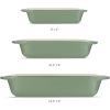imageTramontina Mae 3Piece Ceramic Porcelain Baking Pans Set Non Stick Casserole Dishes for Oven Rectangular Bakeware for Lasagna Cakes and Loafs CactusCactus