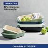 imageTramontina Mae 3Piece Ceramic Porcelain Baking Pans Set Non Stick Casserole Dishes for Oven Rectangular Bakeware for Lasagna Cakes and Loafs CactusMint
