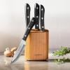 imageTramontina Porterhouse 4Piece Steak Knives 5Inch Stainless Steel HighCarbon Serrated Blade Kitchen Knife Set with Hardwood Block FullTang DishwasherSafe4Piece with Block