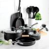 imageTramontina Primaware 15Piece Non Stick Cookware Set with Lids and Utensils Aluminum Nonstick Pots and Pans Kitchen Set StormStorm