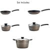 imageTramontina Sicilia 10Piece Non Stick Cookware Set with Glass Lids Aluminum Nonstick Pots and Pans Kitchen Set HazelnutHazelnut