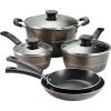 imageTramontina Sicilia 10Piece Non Stick Cookware Set with Glass Lids Aluminum Nonstick Pots and Pans Kitchen Set HazelnutHazelnut