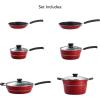 imageTramontina Sicilia 10Piece Non Stick Cookware Set with Glass Lids Aluminum Nonstick Pots and Pans Kitchen Set HazelnutRaspberry