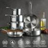 imageTramontina Signature TriPly Clad Stainless Steel 12Piece Cookware Set with Lids Pots and Pans Kitchen Set InductionReady DishwasherSafe NSFCertified Made in Brazil9Piece