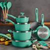 imageTramontina Solara 14Piece Ceramic Non Stick Cookware Set with Lids HeavyGauge Aluminum Pots and Pans Kitchen Set with Nonstick Coating Dishwasher and Oven Safe PurpleTeal