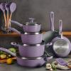 imageTramontina Solara 14Piece Ceramic Non Stick Cookware Set with Lids HeavyGauge Aluminum Pots and Pans Kitchen Set with Nonstick Coating Dishwasher and Oven Safe PurplePurple