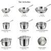 imageTramontina Tempo TriPly Base Stainless Steel 14Piece Cookware Set with Glass Lids Pots and Pans Kitchen Set InductionReady OvenSafe DishwasherSafeCookware Set