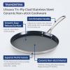 imageTramontina Utsava 105Inch TriPly Clad Stainless Steel CeramicCoated Concave Chapati Tawa Non Stick Tava Pan for Roti Crepe Pan Comales para Tortillas Nonstick Pancake GriddleStainless Steel