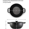 imageTramontina Utsava 23Quart PreSeasoned Cast Iron Kadai with Lid Small Kadhai Pot for Indian Cooking39Quart