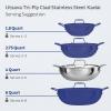 imageTramontina Utsava 4Quart TriPly Clad Stainless Steel Kadai with Lid Large Kadhai Pot for Indian CookingStainless Steel