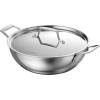 imageTramontina Utsava 4Quart TriPly Clad Stainless Steel Kadai with Lid Large Kadhai Pot for Indian CookingStainless Steel