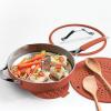 imageTramontina Vue AllinOne Plus Pan Set 5Quart Ceramic Non Stick Cooking Pan with Glass Lid Steamer Insert Beechwood Utensils Splatter Screen Pot Holder GreenTerracotta