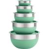 imageTramontina 10 Pc Covered Stainless Steel and Silicone Mixing Bowl Set Mint GreenMint Green