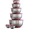 imageTramontina 14piece Stainless Steel Mixing Bowl Set with Red Lids 80202508DS