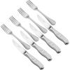 imageTramontina Churrasco 8Piece Silverware Set 5Inch Stainless Steel HighCarbon Blade Pointed Tip Kitchen Steak Knives and Forks DishwasherSafe8piece