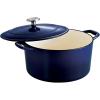 imageTramontina Enameled Cast Iron Dutch Oven Pot with Lid Round 65quart RedBlue