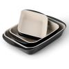 imageTramontina Mae 3Piece Ceramic Porcelain Baking Pans Set Non Stick Casserole Dishes for Oven Rectangular Bakeware for Lasagna Cakes and Loafs CactusBlack