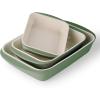 imageTramontina Mae 3Piece Ceramic Porcelain Baking Pans Set Non Stick Casserole Dishes for Oven Rectangular Bakeware for Lasagna Cakes and Loafs CactusCactus