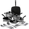 imageTramontina Primaware 15Piece Non Stick Cookware Set with Lids and Utensils Aluminum Nonstick Pots and Pans Kitchen Set StormSilver
