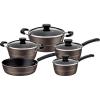 imageTramontina Sicilia 10Piece Non Stick Cookware Set with Glass Lids Aluminum Nonstick Pots and Pans Kitchen Set HazelnutHazelnut