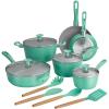 imageTramontina Solara 14Piece Ceramic Non Stick Cookware Set with Lids HeavyGauge Aluminum Pots and Pans Kitchen Set with Nonstick Coating Dishwasher and Oven Safe PurpleTeal