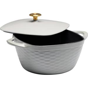 imagePrisma 7 Qt Enameled Cast Iron Covered Square Dutch Oven GrayGray